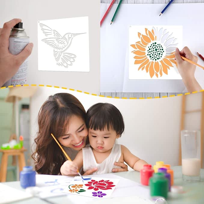 DeQuera Art Craft Stencil for Painting on Wood Funiture Wall use for Home Dcor Wardrobe Dcor Living Room Bedroom Study Room Size 6 x 6 inch D99 - Image 3