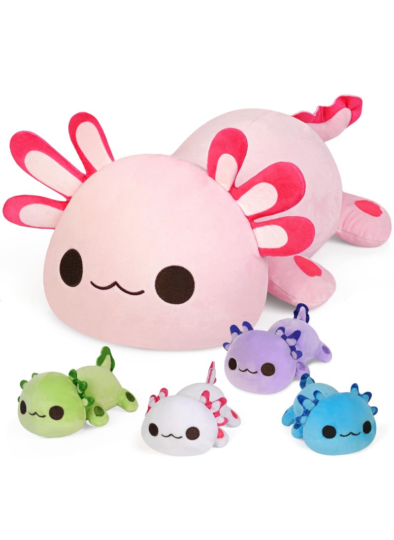 KMUYSL KMUYSL Axolotl Plush Toys for Ages 3 4 5 6 7 8+ Year Old- Axolotl Mommy Stuffed Animal with 4 Baby Axolotls in Her Tummy, Plush Toys Set, Christmas Birthday Gifts for Baby, Toddler, Kids  - Image 1