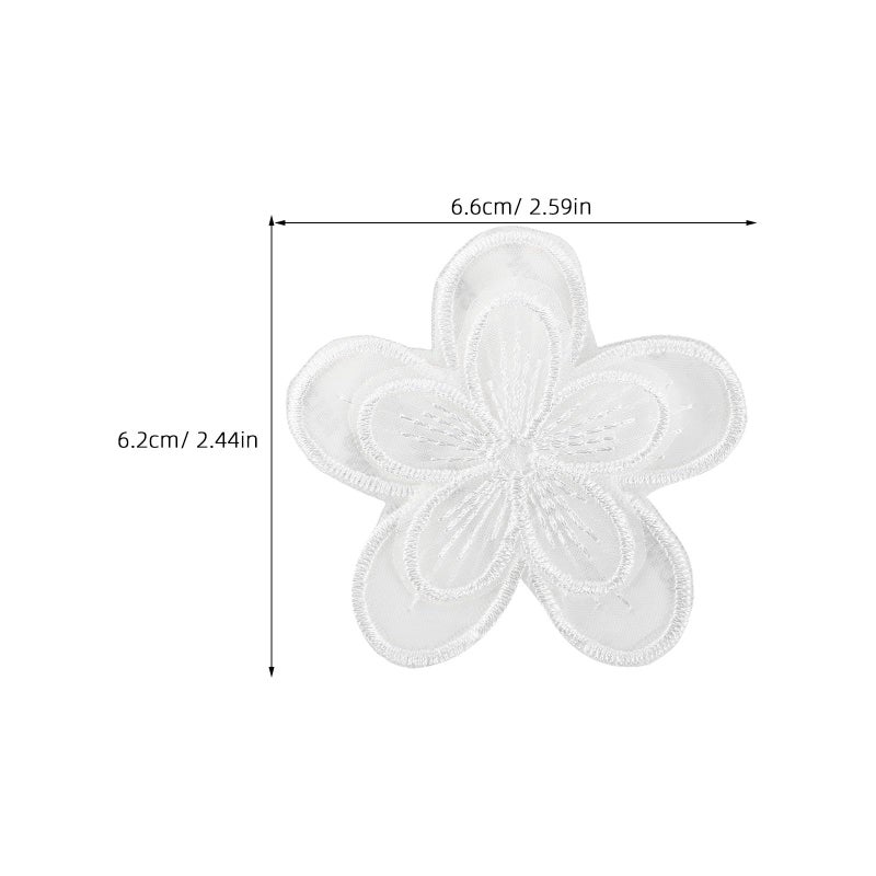 White Organza Lace Floral Sewing Patches for DIY Clothing Repair Decoration 10pcs - Image 3