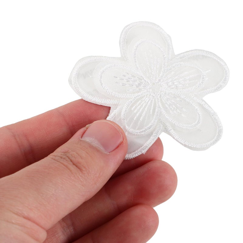 White Organza Lace Floral Sewing Patches for DIY Clothing Repair Decoration 10pcs - Image 5