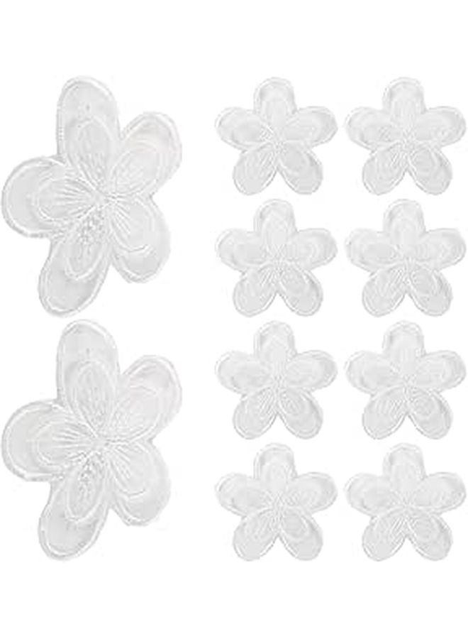 White Organza Lace Floral Sewing Patches for DIY Clothing Repair Decoration 10pcs - Image 1