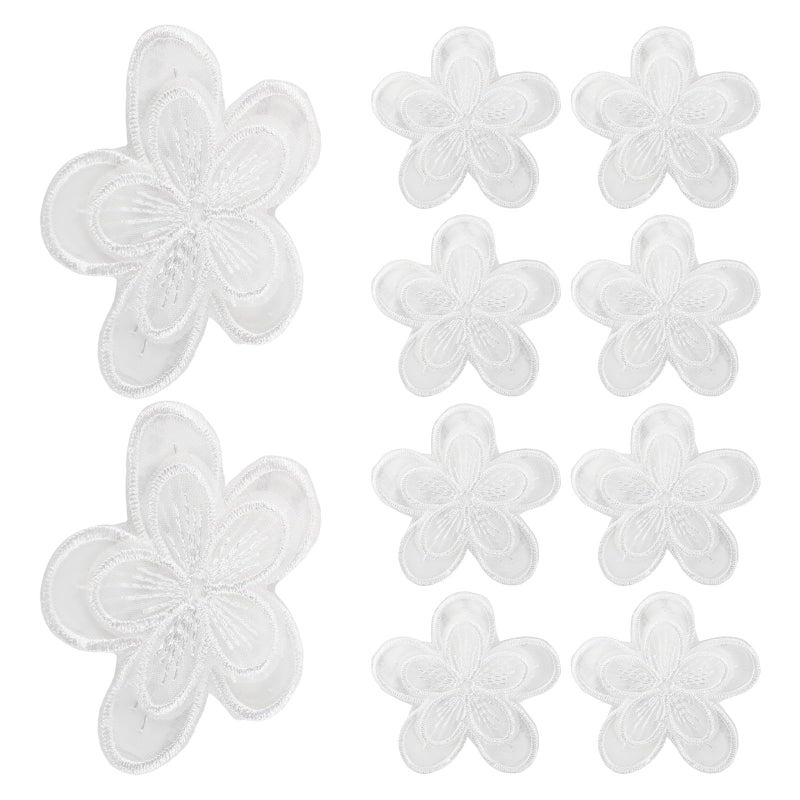 White Organza Lace Floral Sewing Patches for DIY Clothing Repair Decoration 10pcs - Image 2