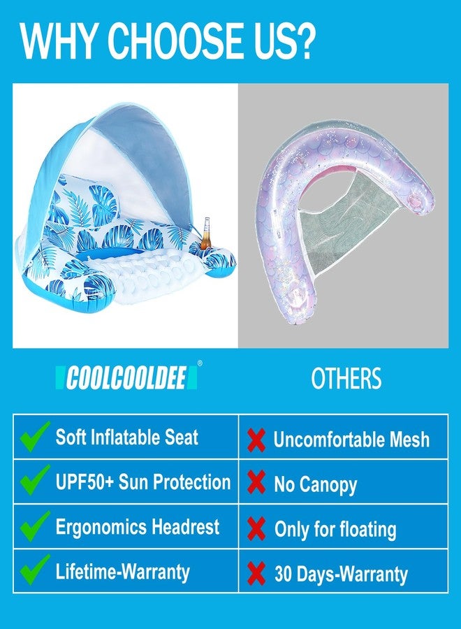COOLCOOLDEE Pool Float with Canopy for Adults - XL Inflatable Lounge Chair with Adjustable Sun Shade Cover, Drink Cup Holder, Ergonomic Headrest - Image 4
