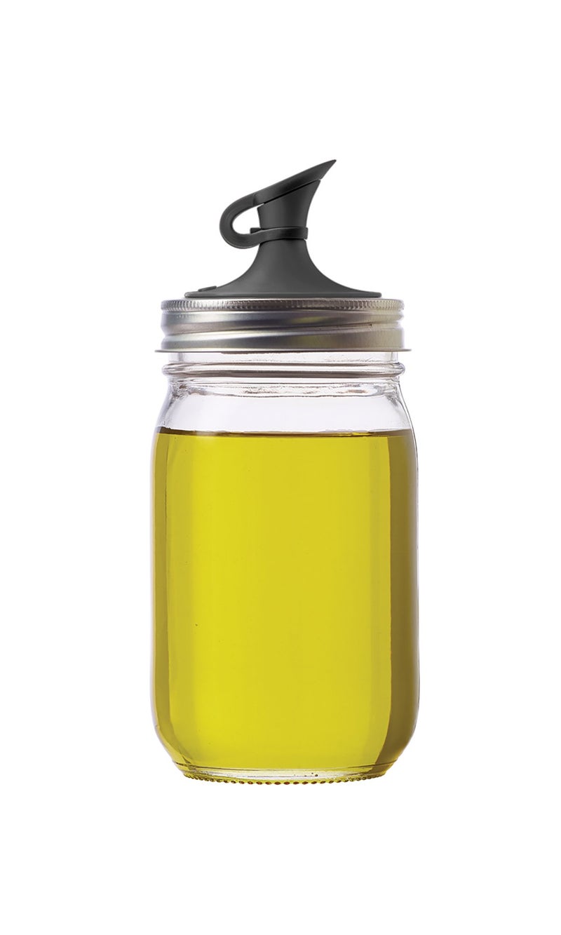 Jarware Black Plastic Oil Cruet Lid, Regular Mouth Mason Jars - Image 1