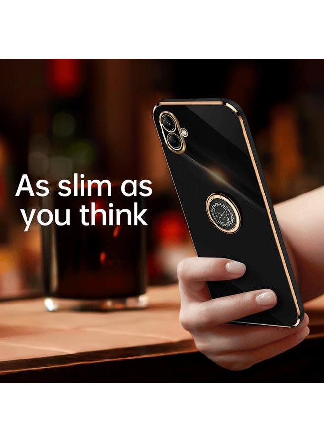S-TOP Case For Samsung Galaxy A04 4G XINLI Straight Edge 6D Electroplate TPU Phone Case with Ring Holder - Image 2