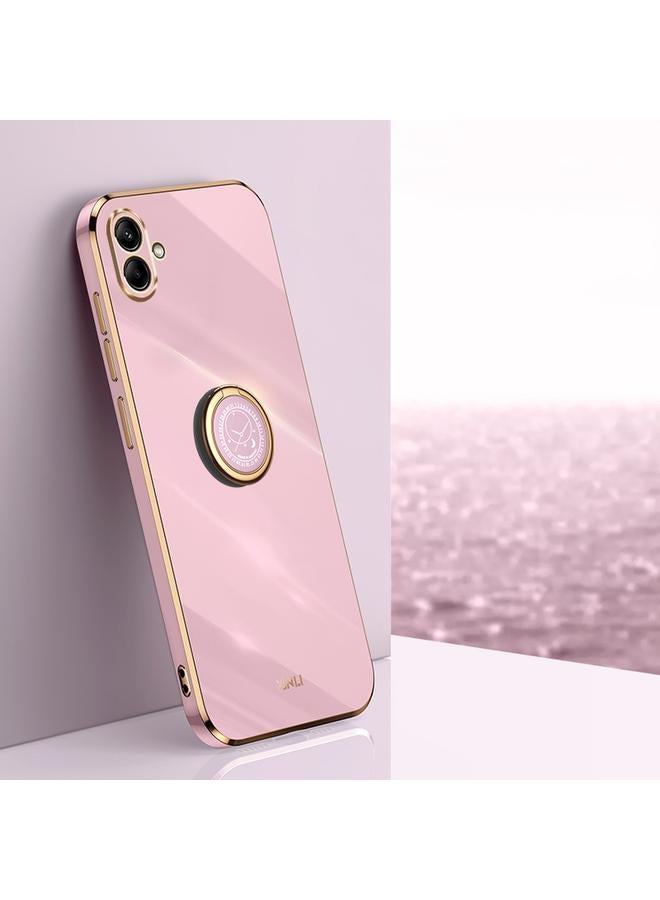 S-TOP Case For Samsung Galaxy A04 4G XINLI Straight Edge 6D Electroplate TPU Phone Case with Ring Holder - Image 1