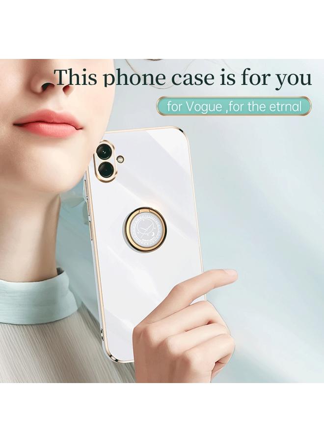 S-TOP Case For Samsung Galaxy A04 4G XINLI Straight Edge 6D Electroplate TPU Phone Case with Ring Holder - Image 3