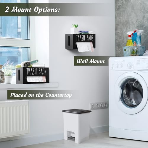 DRASTAR Trash Bag Dispenser, Trash Bag Holder Wall Mount, Wooden Trash Bag Holder for 4-8-gallon Trash Bags Roll Holder Countertop, Home Decor Under Kitchen Sink Organization - Image 3