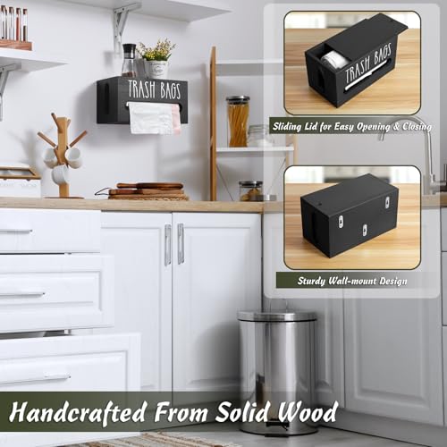 DRASTAR Trash Bag Dispenser, Trash Bag Holder Wall Mount, Wooden Trash Bag Holder for 4-8-gallon Trash Bags Roll Holder Countertop, Home Decor Under Kitchen Sink Organization - Image 4