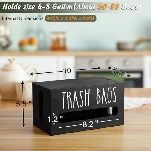 DRASTAR Trash Bag Dispenser, Trash Bag Holder Wall Mount, Wooden Trash Bag Holder for 4-8-gallon Trash Bags Roll Holder Countertop, Home Decor Under Kitchen Sink Organization - Image 2