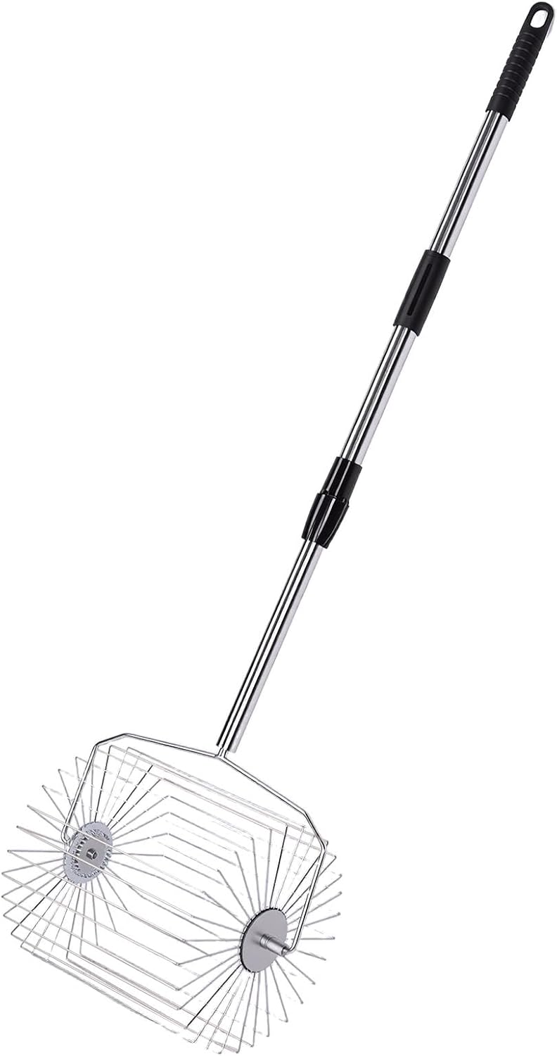 Focket Tennis Ball Collector, Retractable Large Capacity Tennis Ball Picker, Pickleball Collector with Stainless Steel Roller Non Slip Handle, for Sports Gardening Outdoor Cleanup - Image 3