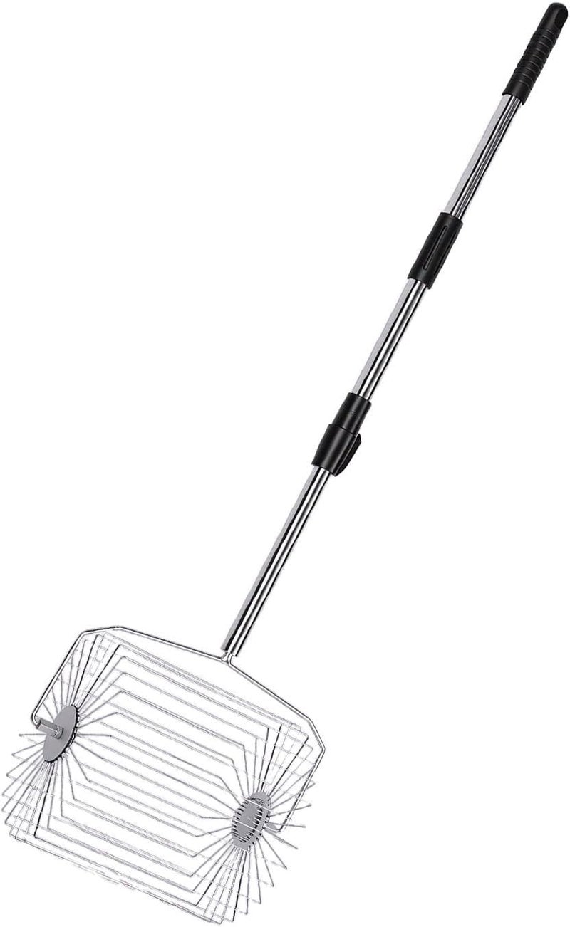 Focket Tennis Ball Collector, Retractable Large Capacity Tennis Ball Picker, Pickleball Collector with Stainless Steel Roller Non Slip Handle, for Sports Gardening Outdoor Cleanup - Image 2