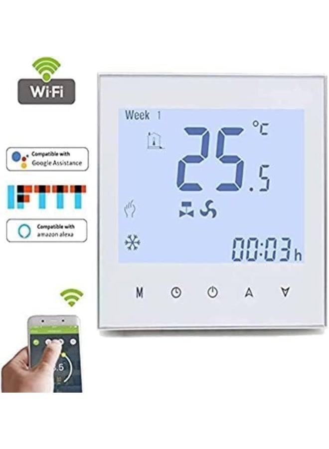 melfi Wifi Programmable Room Ac Smart Thermostat 24 Vac Energy Saving Fcu Central Air Conditioner Touch Controller With Alexa Echo Google Home Ifttt 3 Speed Fan With Auto And Child Lock - Image 5