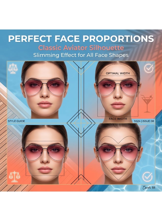 Double Beam Metal Frame Gradient Pink Sunglasses for Women Men Fashion Driving Beach Vacation Eyewear with Storage Case - Image 2