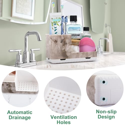 PARKMANI Toothbrush Holders for Bathroom Countertop Organizer, Kids Electric Toothbrush and Toothpaste Holder for Bathroom Organizers and Storage (White Marble Grain) - Image 3