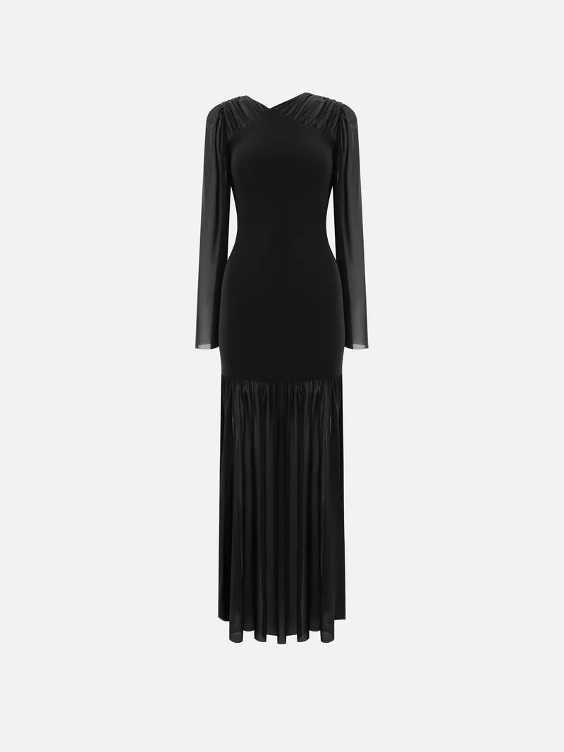 ليتشي Maxi dress with semi-transparent sleeves and skirt