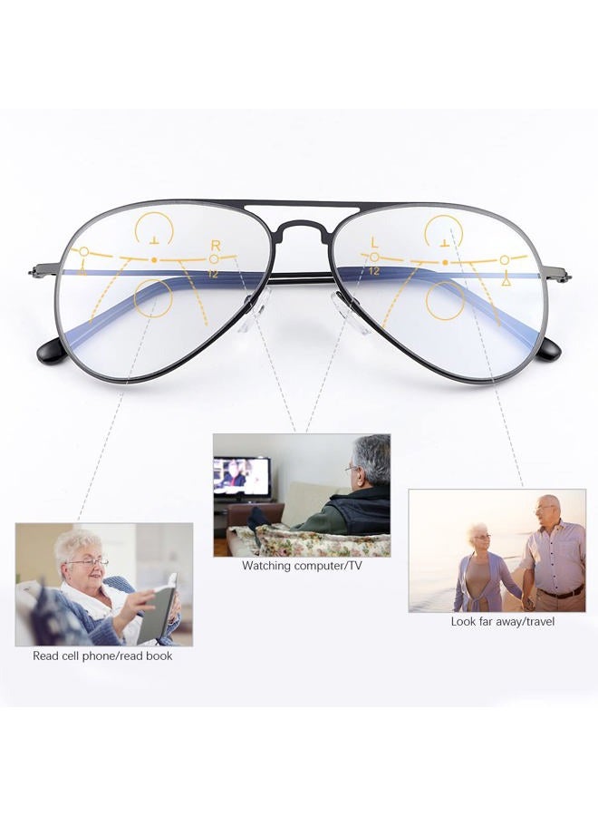 MIRYEA Aviator Photochromic Progressive Multifocus Reading Glasses Multifocal Transition Sun Readers for Men Women UV Protection Sunglasses Blue Light Blocking Computer Eyeglasses Anti Glare Eyewear - Image 5