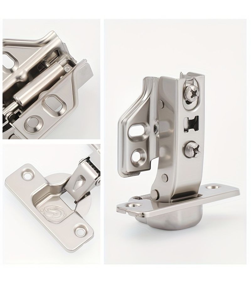 10 Piece Cold Rolled Steel Wardrobe Cabinet Hinges With 60 Screws 110 Degree 3D Adjustable Soft Closing Damper Buffer Full Coverage Frameless European Style Straight Arm Straight Bend Clip On Hidden Design For Kitchen Cabinets - Image 5
