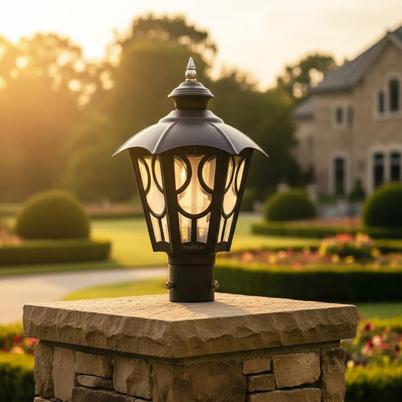 BrightLyt BrighLyt Gate Light with Socket for Installation, Gate Lamp for Outdoor Waterproof – Decorative Gate Light Lamp for Garden, Pathway & Entrance (Metal + Glass + 2 Socket) (Pack of 2) - Image 2