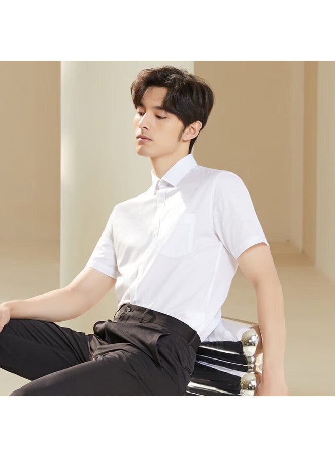 TRIES Caizi Men's Cotton Shirt, Breathable, Spring/summer , Business White Shirt, Short-sleeved Professional Top, Multiple Colors, Formal Wear, Solid Color - Image 1
