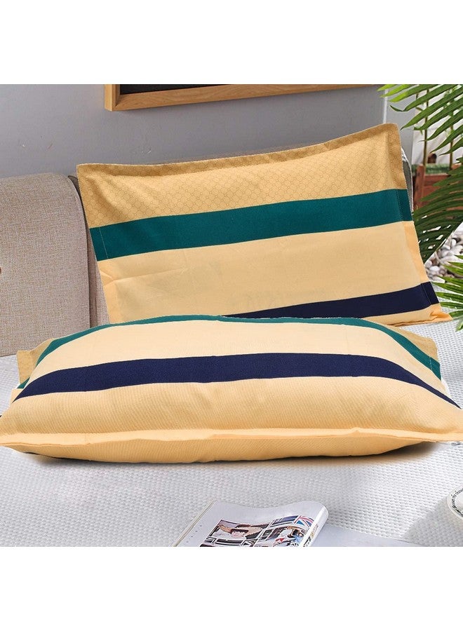 THE HOME STYLE أوراق سرير مزدوجة مطبوعة مقاس كوين من قطن جلاسيه بملمس قطن 300 خيط مع 2 غطاء وسادة 60"X78" ، لون زبدة ، متعدد الألوان ، حتى 350 tc - Image 4
