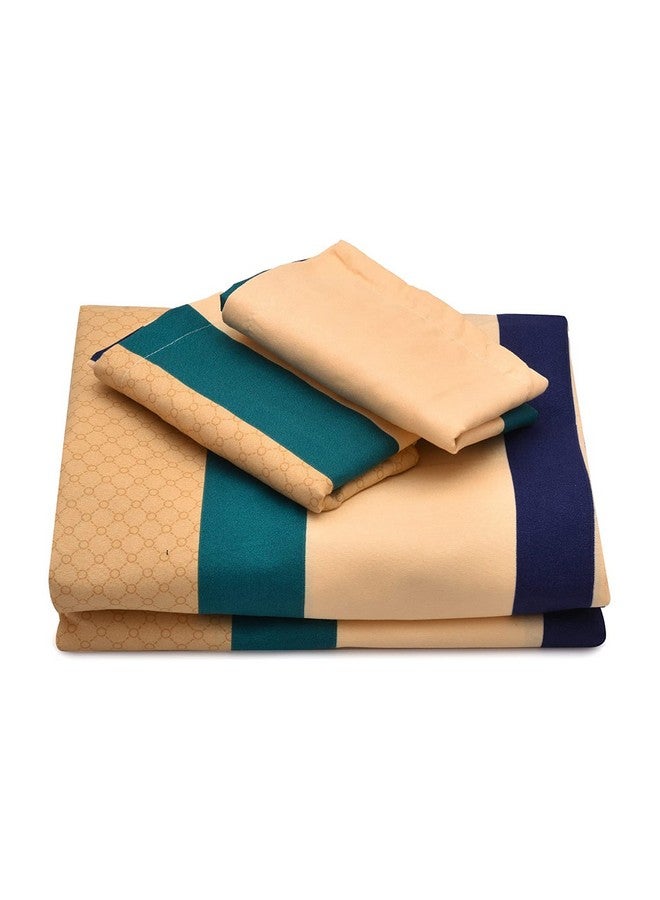 THE HOME STYLE أوراق سرير مزدوجة مطبوعة مقاس كوين من قطن جلاسيه بملمس قطن 300 خيط مع 2 غطاء وسادة 60"X78" ، لون زبدة ، متعدد الألوان ، حتى 350 tc - Image 5