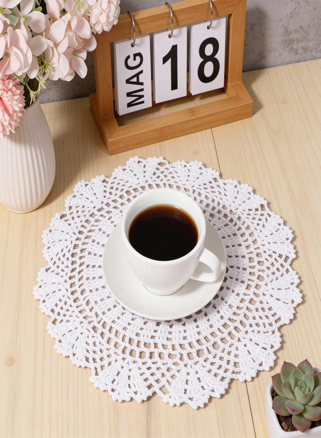 Eldraqth Crochet Doilies, 2 Pcs 11.8 Inch Round Cotton Lace Doilies for Tables Handmade Lace Placemats Knitted Tablecloth for Home Kitchen Dining Room Wedding Party Decoration (White) - Image 3