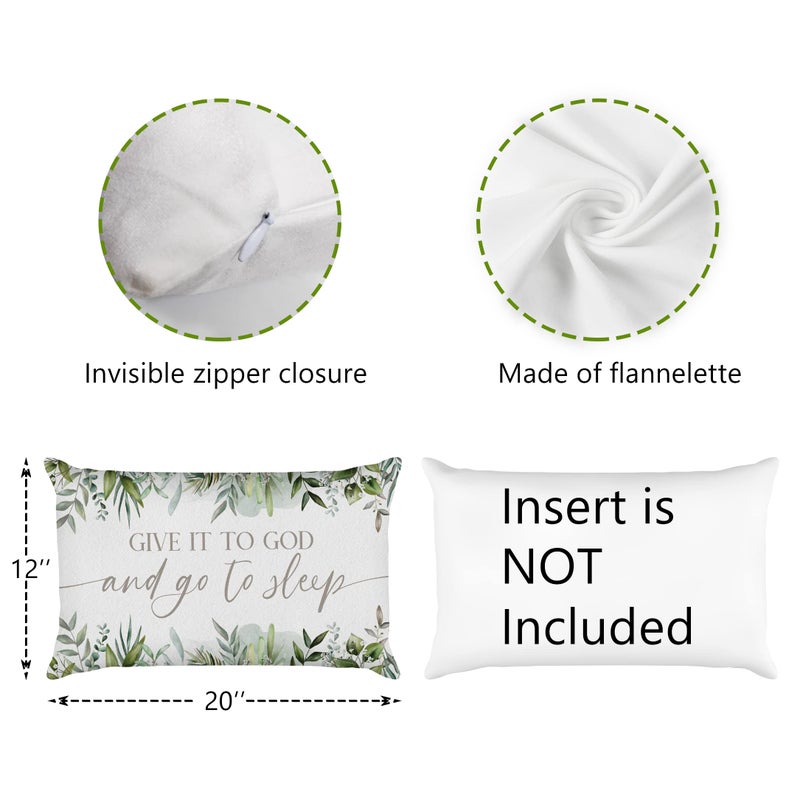 OFlich Give It to God and Go to Sleep Throw Pillow Case 12â€³Ã—20â€³,Watercolor Eucalyptus leaves Decorative Cushion Cover for Home Living Room Bedroom Couch Sofa,Gifts for Christians Friends,Housewarming Gifts - Image 4