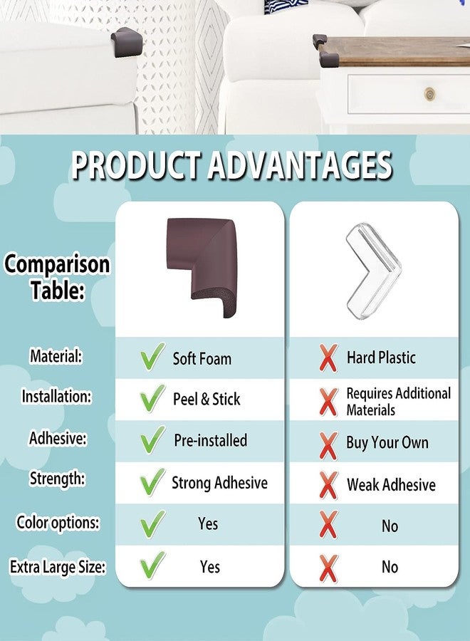 Potency Furniture Corner Guards (8 Corners) Adhesive Childsafe Soft Rubber | Protective Foam Cushion | 3M Pre-Taped | Baby Child Proofing Set NonToxic and Safe for Table, Fireplace, Countertop | Brown - Image 4