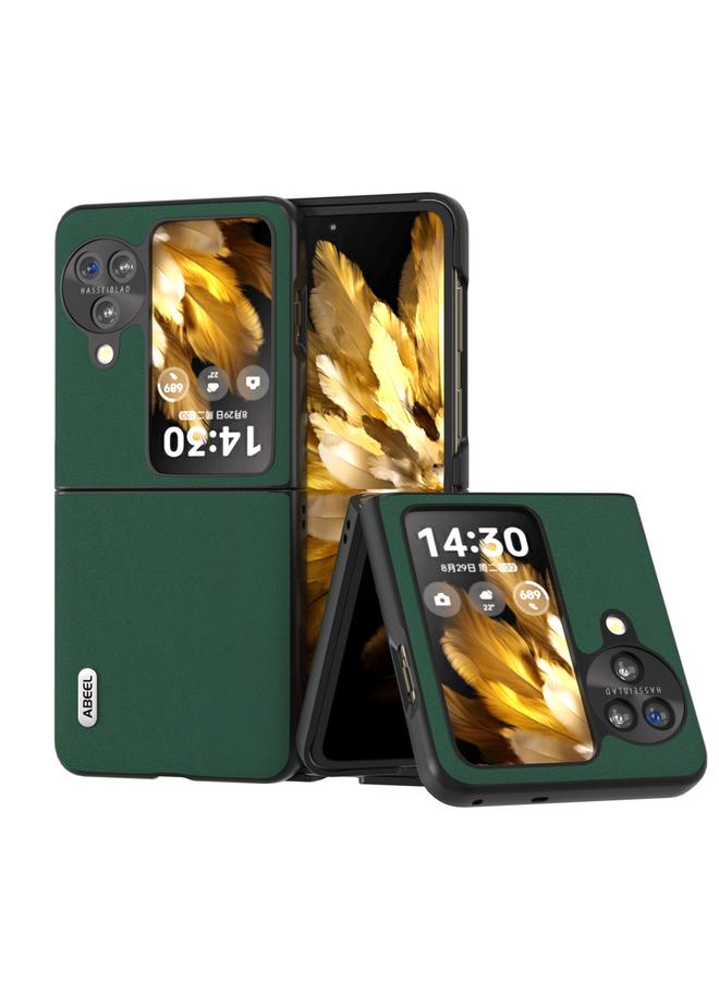 اس-توب جراب قابل للطي لهاتف OPPO Find N3 من ABEEL مصنوع من الجلد الطبيعي الناعم ذو الحافة السوداء - Image 1