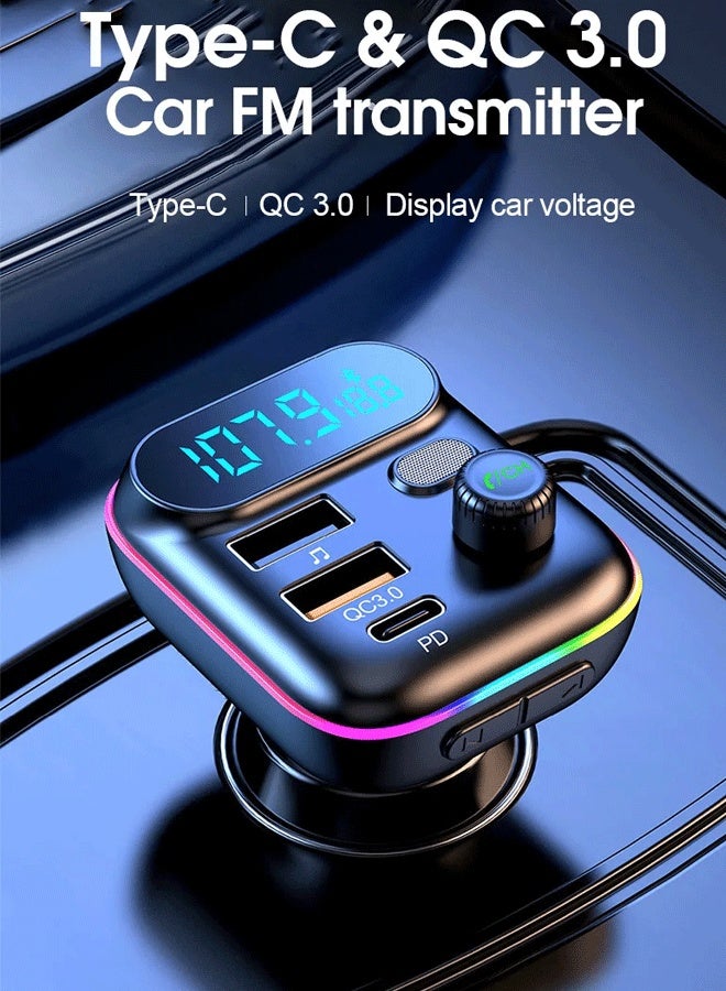 XiuWoo Super Mini All-Metal Car Charger Colorful Ambient Light Car Bluetooth MP3FM Transmitter QC3.0 Fast Charge PD Card Plug in U Disk Play Song Mini - Image 2