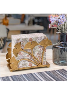 Excefore Napkin Holder, Modern Napkin Holder with Gingo Leaf Design, 40pcs and for 5” Cocktail Paper Napkins, Kitchen Countertop, Dining Table Decor, Coffee Bar Table, Party Table, Brass Color  - Image 5