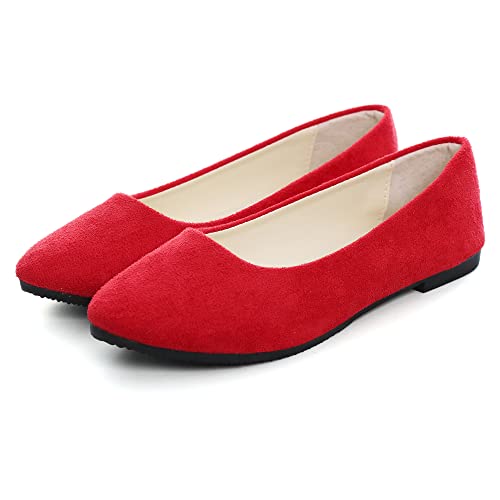 Dear Time Women Flat Shoes Comfortable Slip on Pointed Toe Ballet Flats Red US 7 - Image 3