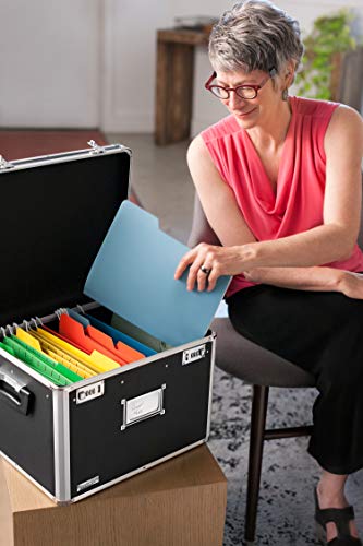Vaultz Portable File Box - 17.5 x 14 x 12.5 Inch Legal/Letter Size Storage Box with Dual-Combination Locking for Document Filing and Organization,Black - Image 2
