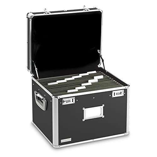 Vaultz Portable File Box - 17.5 x 14 x 12.5 Inch Legal/Letter Size Storage Box with Dual-Combination Locking for Document Filing and Organization,Black - Image 1