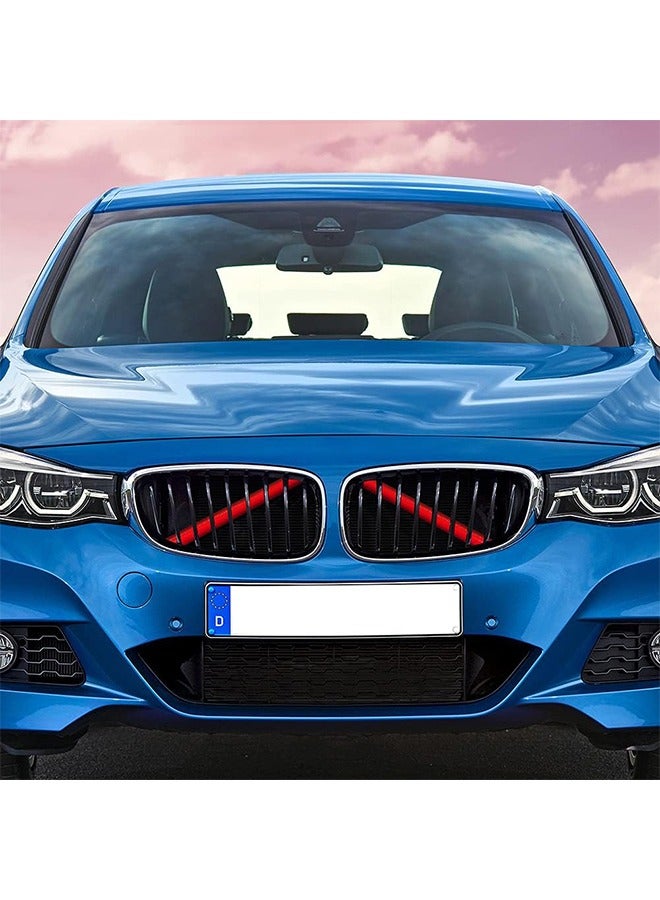 Compatible with BMW F20 F30 F21 F22 F23 F31 F32 F33 F34 F36 F40 F44 Front Grille Insert Trim Strips Cover Frame Car Decorations Stickers Red (2PCS)
