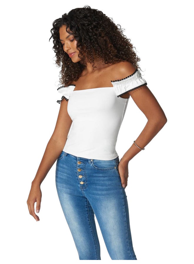 bebe ONE SHOULDER RUFFLE KNIT BODYSUIT - Image 3