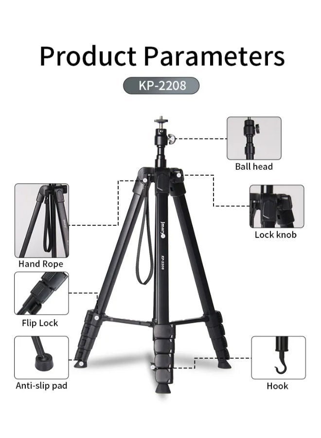 Jmary Lightweight Aluminium Tripod Stand Professional Aluminium Tripod for DSLR Camera Video & Photo Tripod stand 360-degree rotation with up-down technology (KP-2208) - Image 2