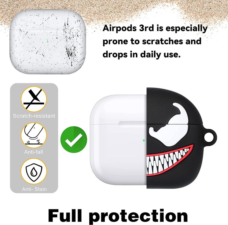 Meyaar Silicone Case for Apple Airpods 4 (2024) Cute Design for AirPods 4 with Active Noise Cancellation (ANC) with Keychain Shockproof Protective Case (Ven.on (Black)) - Image 5