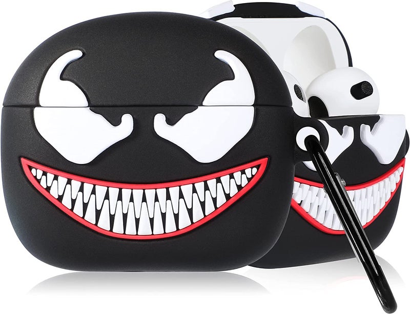 Meyaar Silicone Case for Apple Airpods 4 (2024) Cute Design for AirPods 4 with Active Noise Cancellation (ANC) with Keychain Shockproof Protective Case (Ven.on (Black)) - Image 1