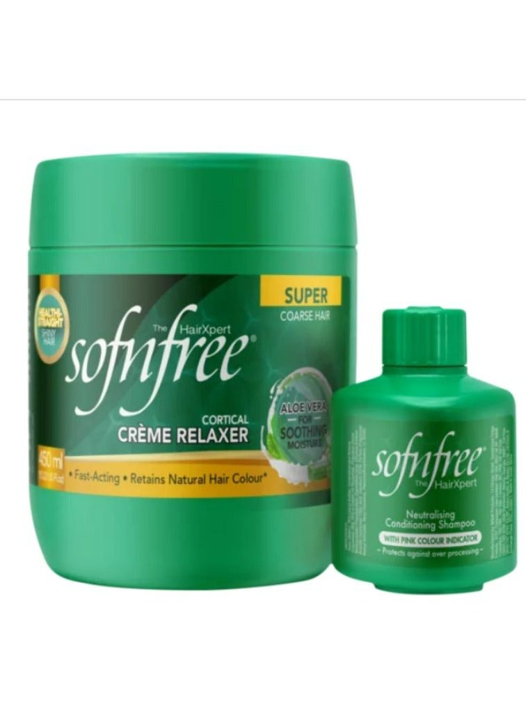 Sofn'free Corticol Creme Relaxer SUPER 450 ML + 60ml Neutralising Shampoo - Image 2