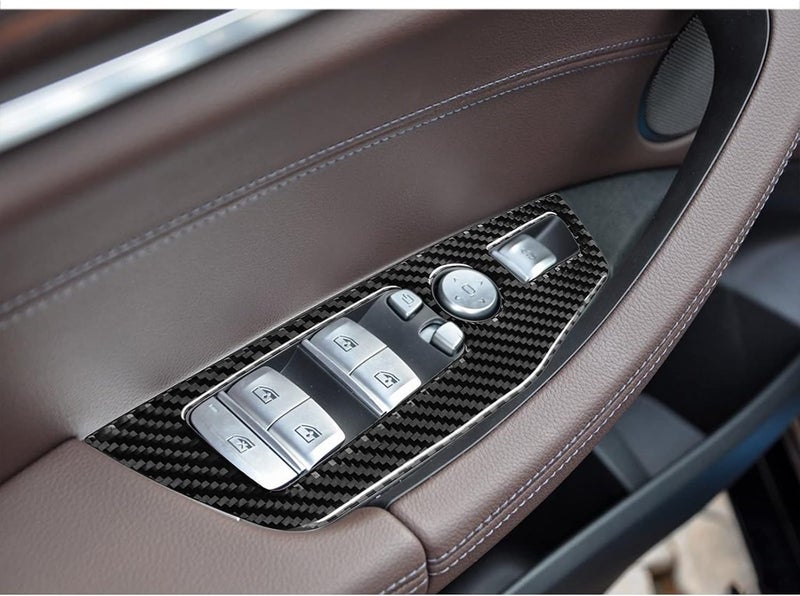 BLAKAYA Compatible with Carbon Fiber Door Window Control Panel Door Window Switch Frame Decoration Trim Cover Interior Decoration Stickers for BMW X3 G01 G08 2018 2019 2020 2021 4PCS Black - Image 4