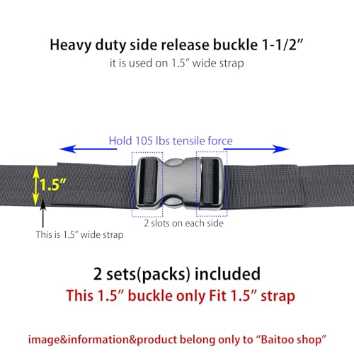 Baitoo Quick Side Release Buckles 1 1/2 inch Heavy Duty Plastic Buckle Clips 1.5" Belt Snap Buckle Clasp Backpack Buckle Replacement for Strap 1.5 inch (1.5inch(38mm)-2 Sets) - Image 4
