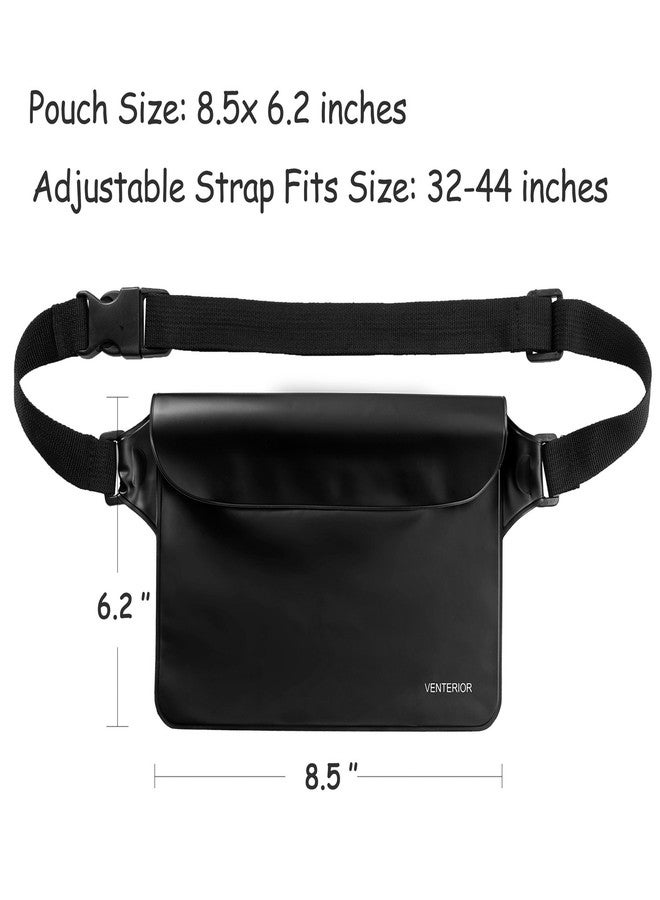 Venterior Waterproof Waist Pouch 2-Pack | Beach Accessories Waterproof Fanny Pack Dry Bag for Swimming Snorkeling Sailing Kayaking Pool Water Parks | Keep Your Phone Wallet Safe and Dry (Black & Black) - Image 4