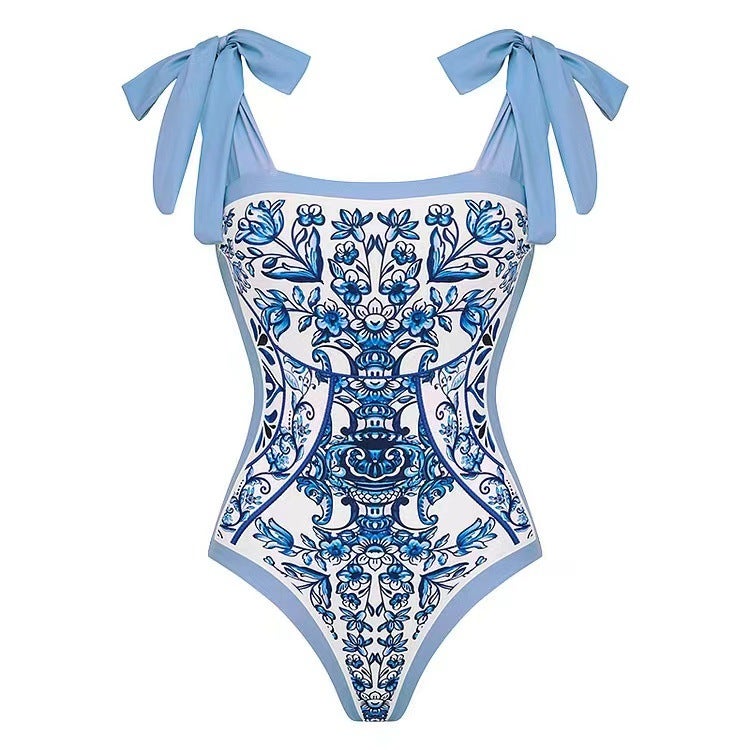 Fashion Bikini One-Piece Swimsuit Women'S Wrap Skirt Suit Beach Skirt Gather Conservative Belly Cover - Image 3