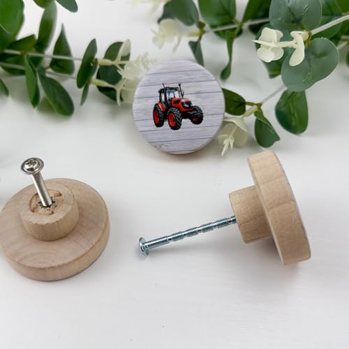 Lasyman 8 Pack Wooden Farm Tractor Themed Cabinet Drawer Knobs 145inch Unique Cute Round Furniture Dresser Drawer Handles and Pulls - Image 3