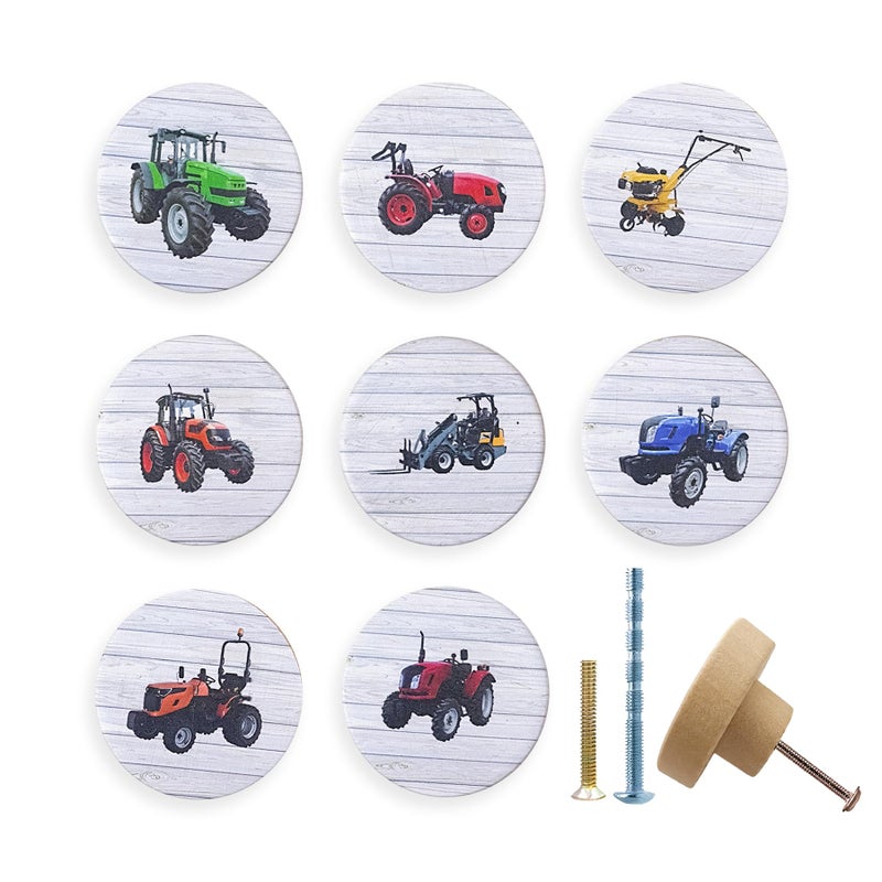 Lasyman 8 Pack Wooden Farm Tractor Themed Cabinet Drawer Knobs 145inch Unique Cute Round Furniture Dresser Drawer Handles and Pulls - Image 2