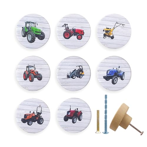Lasyman 8 Pack Wooden Farm Tractor Themed Cabinet Drawer Knobs 145inch Unique Cute Round Furniture Dresser Drawer Handles and Pulls - Image 1