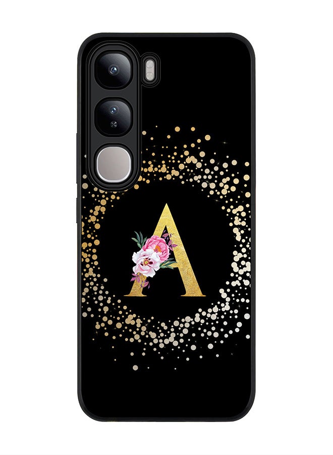 Stylizedd For vivo V40 Lite Case,Slim fit Camera Protection, Shockproof Thin Phone cover - Custom Monogram Floral - A ( Black ) - Image 1
