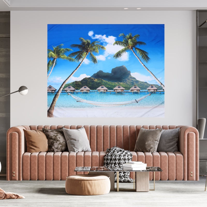 2 pcs Beautiful Hawaiian Style Hanging Background Cloth Backdrop Adornment - Image 5